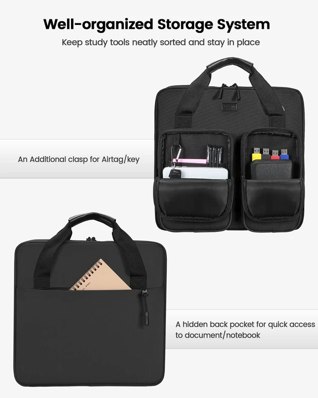 Alt view image 3 of 7 - Zipper Binder 3 Inch 3 Ring with Shoulder Strap Multi-Pocket,Tough Binder Bag with Laptop organizer for School Travel,Fit 13" MacBook & Tablet,700 Sheets Capacity,Water Resistant,Black