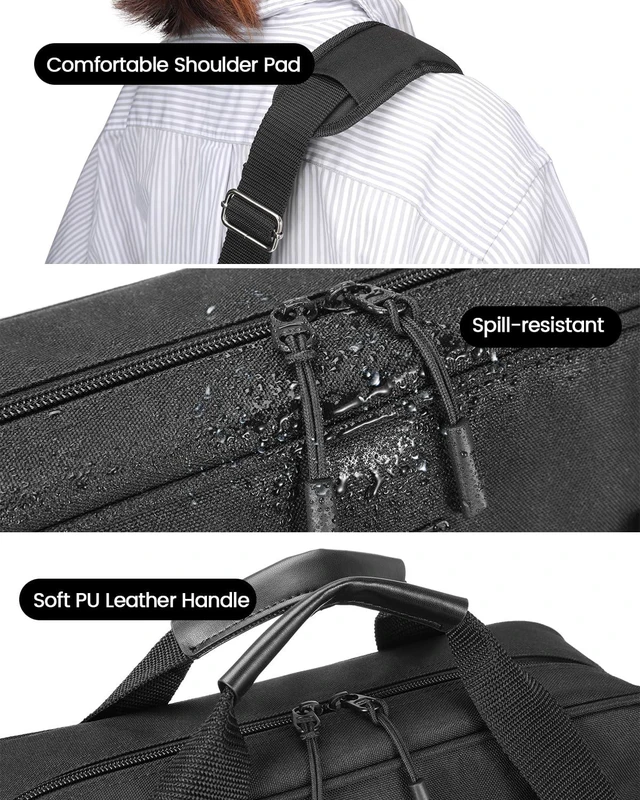 Alt view image 4 of 7 - Zipper Binder 3 Inch 3 Ring with Shoulder Strap Multi-Pocket,Tough Binder Bag with Laptop organizer for School Travel,Fit 13" MacBook & Tablet,700 Sheets Capacity,Water Resistant,Black