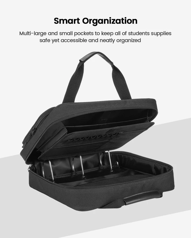 Alt view image 6 of 7 - Zipper Binder 3 Inch 3 Ring with Shoulder Strap Multi-Pocket,Tough Binder Bag with Laptop organizer for School Travel,Fit 13" MacBook & Tablet,700 Sheets Capacity,Water Resistant,Black
