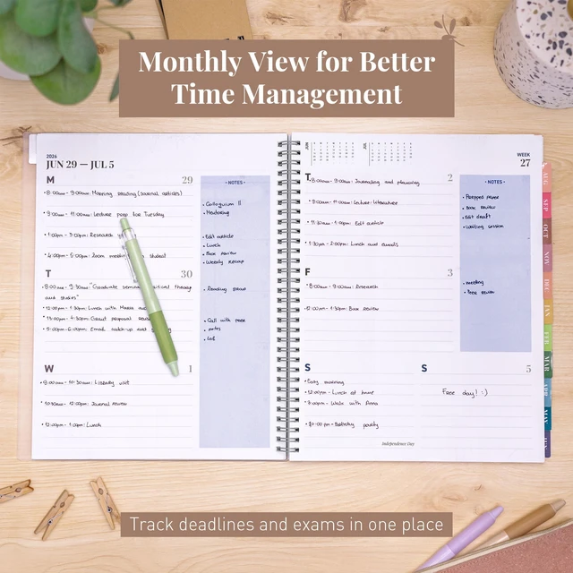 Alt view image 7 of 7 - Academic Planner 2026-2027, Daily, Weekly & Monthly Planner, July 2026 - June 2027, Student Notes Pages, Twin-Wire Binding, Weekly Agenda for School & Work (8.5 x 11-Inches, Blue)