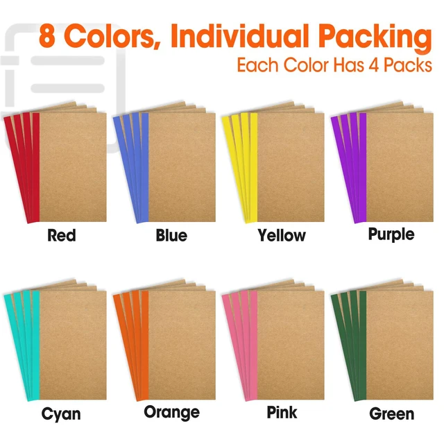 Alt view image 4 of 7 - 32 Pack A5 Kraft Notebooks Bulk, 8.3'' x 5.5'' Lined Journal Notebook with Color Strip, Composition Notebooks Journaling Notebooks for School Office Students Artists, 8 Colors 60 Pages