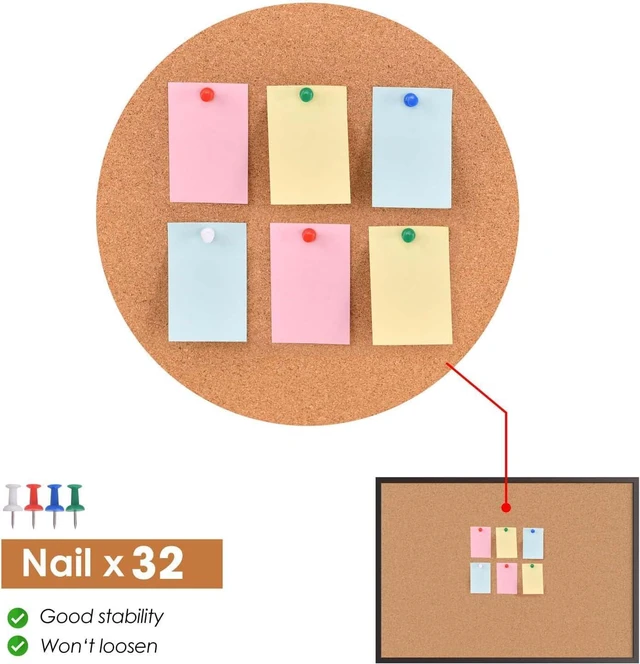 Alt view image 4 of 7 - 2-Pack Cork Board Bulletin Board 18 x 24, Black Wood Framed Corkboard, Office Board for Wall Cork, Large Wall Mounted Notice Pin Board with 32 Push Pins for School, Home & Office