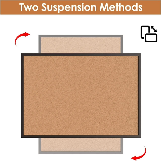 Alt view image 6 of 7 - 2-Pack Cork Board Bulletin Board 18 x 24, Black Wood Framed Corkboard, Office Board for Wall Cork, Large Wall Mounted Notice Pin Board with 32 Push Pins for School, Home & Office