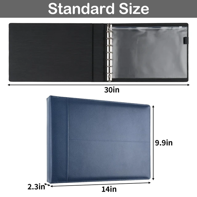 Alt view image 2 of 7 - Professional 7 Ring Checkbook Binder for Business Checks, Check Book Cover Blue Premium PU Leather Organizer for 3-On-A-Page Checks, Fits 9x13 Inch Sheet, 600 Check Capacity, with Zipper Pouch