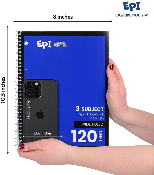 Alt view image 3 of 7 - Spiral Notebook | 3 Subject - Wide Ruled - 120 Sheets, Durable Spiral Binding | 10.5 x 8 in | Classroom Supplies | School, Office, Note Taking, Journaling - 36 Pack