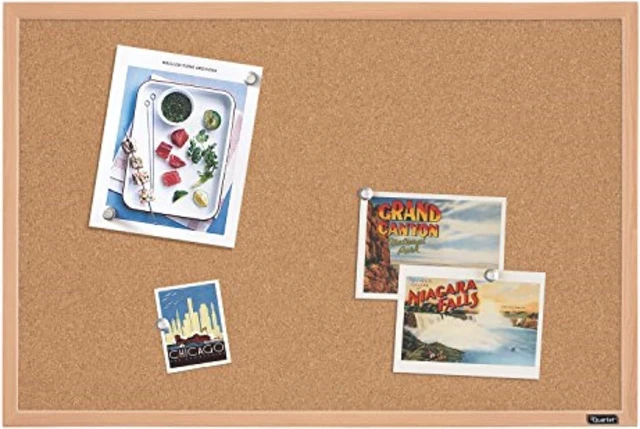 Alt view image 5 of 5 - Cork Board Bulletin Board, 23" x 35" Framed Corkboard, Oak Frame, Decorative Hanging Pin Board, Perfect for Office & Home Decor, Home School Message Board or Vision Board (35-380352)