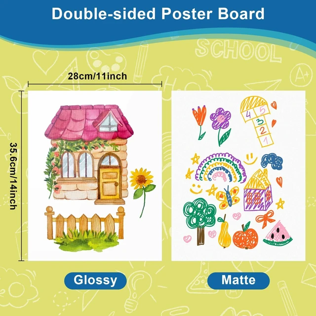Alt view image 2 of 6 - 100 Pcs Poster Board White Poster Paper Bulk 11" x 14", 250Gsm Thickness Vision Boards Smart Poster Board for School Arts Craft Projects Presentations Drawing Scrapbooking Blank Graphic Display