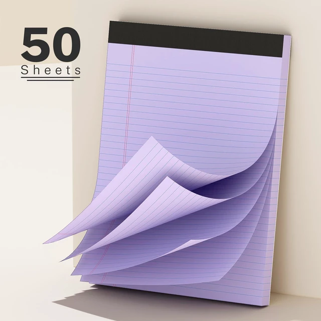 Alt view image 3 of 7 - 12 Pack Color Legal Pads 8.5 x 11 College Ruled Paper Note Pads Narrow Ruled 50 Sheets per Notepad Perforated Writing Pad Durable Sturdy Back 8x11 Pads of Paper Pink Purple Blue Green White Yellow