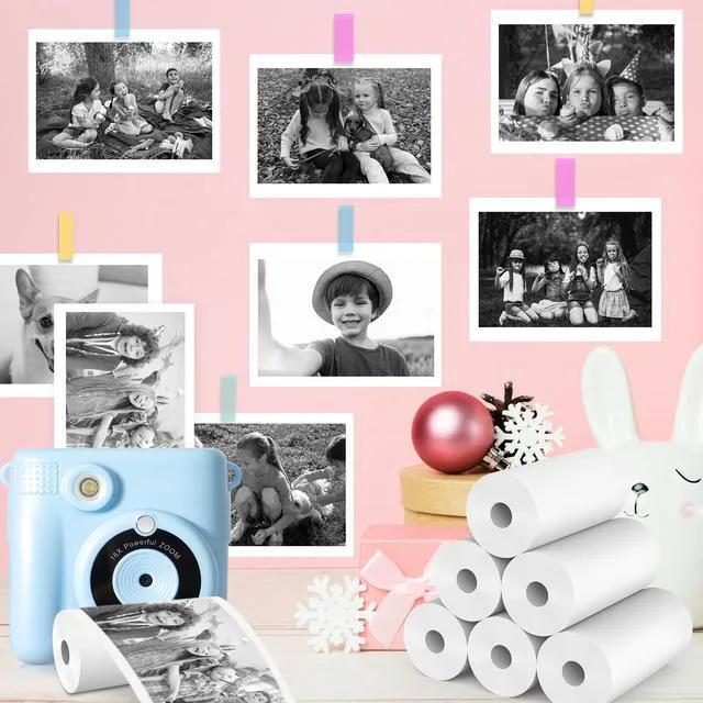 Alt view image 6 of 7 - 25 Rolls Kids Camera Instant Print Refill Paper Set, HD Printing Thermal Paper for Most Kids Instant Camera Photo Print (White-25 Rolls)