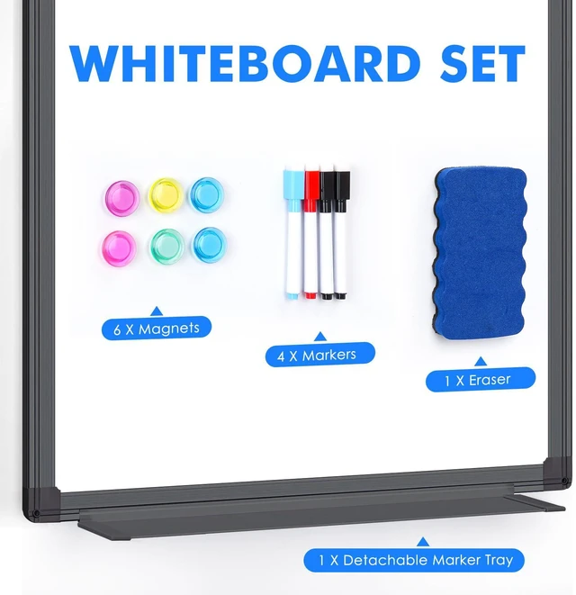 Alt view image 4 of 7 - Black Magnetic Dry Erase Board for Door 36 x 24 in No-Drill Adjustable Long Arm Hook Mount, Portable Hanging Whiteboard For Home, Dorm, Office, Cubicle And Small Spaces