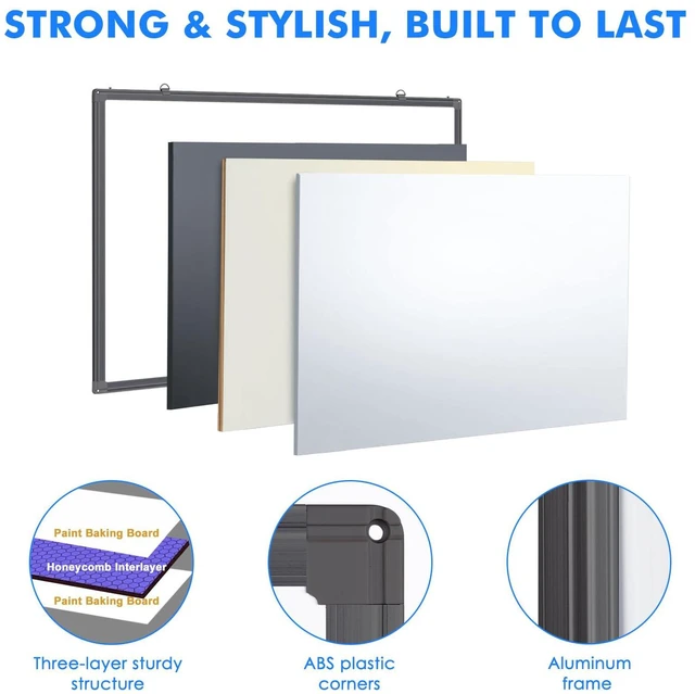 Alt view image 6 of 7 - Black Magnetic Dry Erase Board for Door 36 x 24 in No-Drill Adjustable Long Arm Hook Mount, Portable Hanging Whiteboard For Home, Dorm, Office, Cubicle And Small Spaces