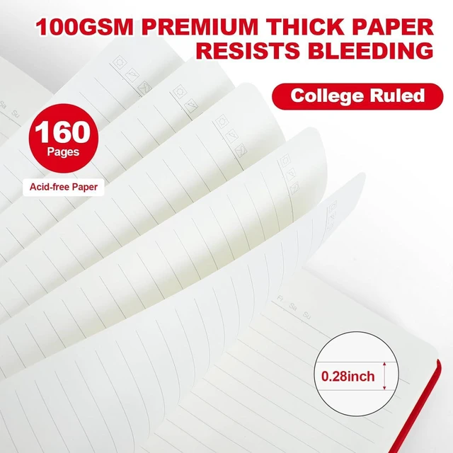Alt view image 3 of 7 - Lined Journal Notebooks, 6 Pack 160 Pages, 5.5x 8.2-Inch Journals for Women Men, Hardcover Notebook with 100 gsm Thick Paper, A5 Size College Ruled Notebook for Writing/Travel/Work (Red-6 Pack)