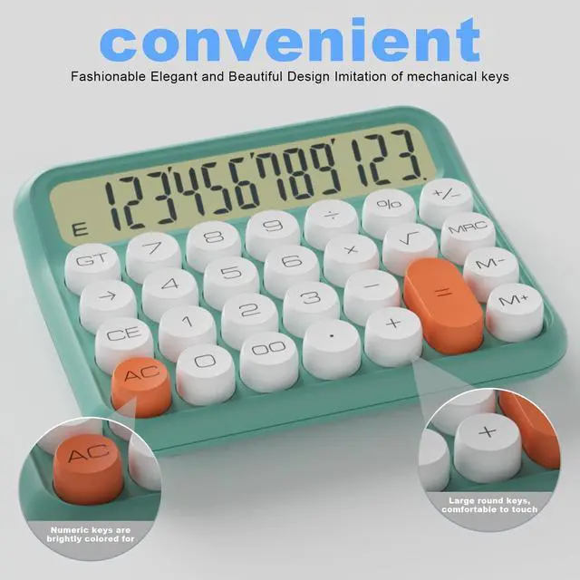 Alt view image 6 of 6 - Mechanical Calculator 12 Digit Extra Large 5-Inch LCD Display, Battery Desk Calculator, Big Buttons Easy to Press Use as Office Calculators Desktop, 15°Tilt Screen for Kids Calculator(Cream)