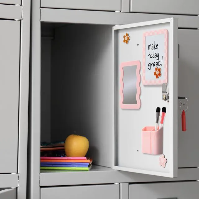 Alt view image 6 of 7 - Stylish Locker Accessories Kit for Girls with Mirror, Whiteboard & Magnets Includes Pen Holder, Cute Flower Magnets & Marker Set - All-in-one School Locker Decor & Organizer to Brighten Your Day