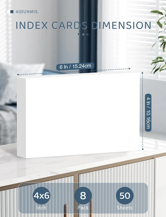 Alt view image 2 of 7 - Index Cards 4x6 Blank, 400 PCS Note Cards 4x6 Bulk Blank Index Cards White Heavy Flashcards 4 x 6 Note Cards Unlined for Studying/Notes Taking, Blank Flash Cards, 8 Pack of 50 Sheets