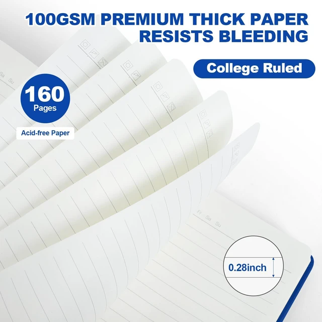 Alt view image 2 of 7 - Lined Journal Notebooks 8 Pack, 160 Pages, 5.5x 8.2-Inch Journals for Women Men, Hardcover Notebook with 100 gsm Thick Paper, A5 Size College Ruled Notebook (8 Assorted Colors)