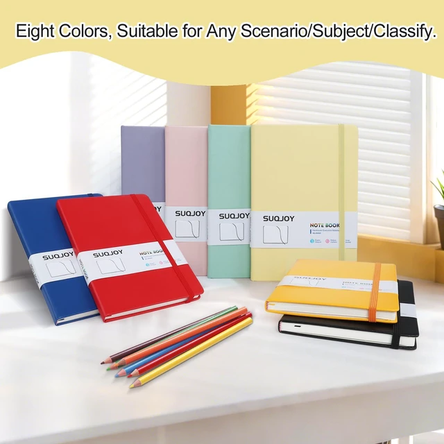 Alt view image 6 of 7 - Lined Journal Notebooks 8 Pack, 160 Pages, 5.5x 8.2-Inch Journals for Women Men, Hardcover Notebook with 100 gsm Thick Paper, A5 Size College Ruled Notebook (8 Assorted Colors)