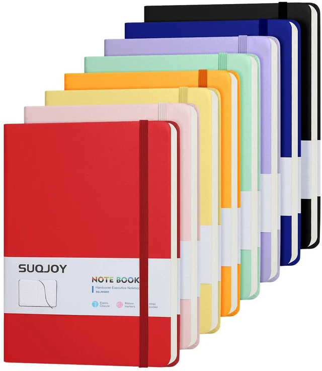 Main image of Lined Journal Notebooks 8 Pack, 160 Pages, 5.5x 8.2-Inch Journals for Women Men, Hardcover Notebook with 100 gsm Thick Paper, A5 Size College Ruled Notebook (8 Assorted Colors)