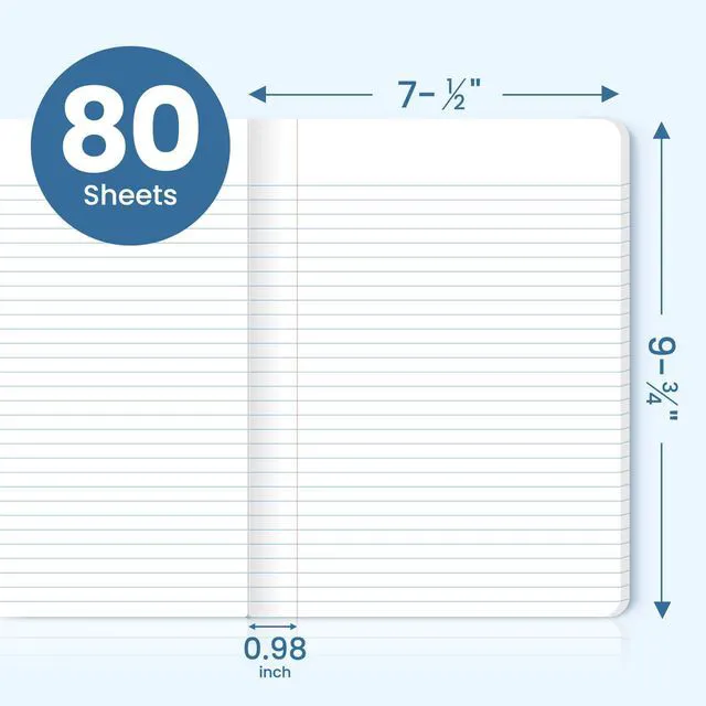 Alt view image 4 of 7 - College Ruled Composition Notebook 8 Pack School Supplies, 160 Pages 9-3/4" x 7-1/2" Aesthetic Composition Notebooks, 80 Sheets, Pastel Colors, Perfect for School, Office and Note Taking
