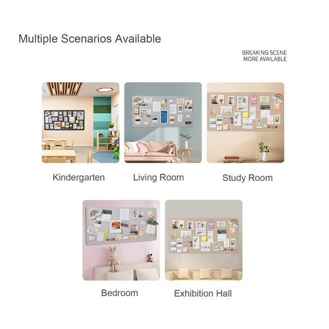 Alt view image 7 of 7 - Large Bulletin Board, 72x48 Inches Cork Board Alternative, Large Felt Board Decorative Pin Board for Wall, Foldable Photo Board Self-Adhesive Vision Board with 36 Pushpins Light Gray