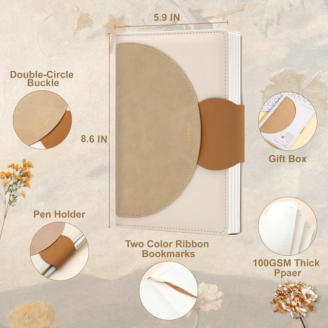 Alt view image 3 of 7 - Journal for Women 2-Pack Leather Journaling Notebooks Hardcover Diary Buckle Closure, A5 Journals for Writing, 100 GSM Lined Journal for Business Work School, Note Taking, 5.9" x8.5"