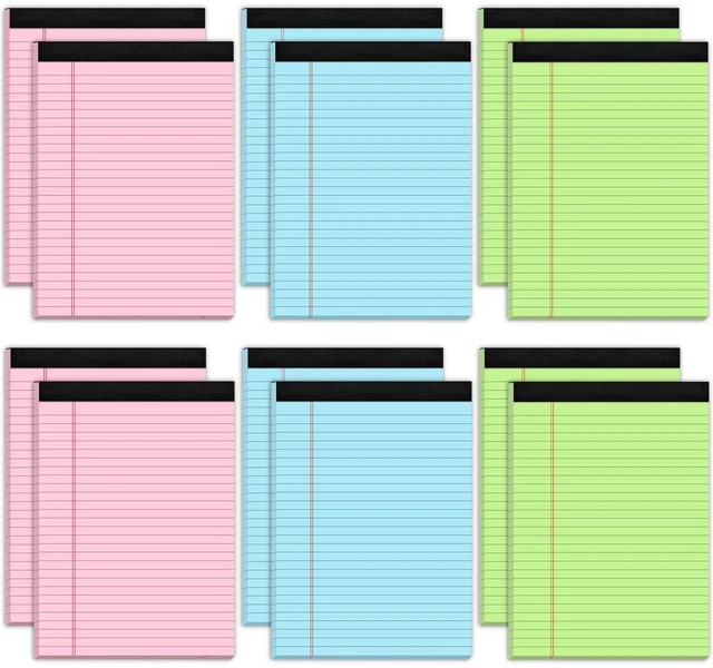 Main image of 12 Pack Colored Legal Pads 8.5 x 11, Colored Note Pads 8.5 x 11 Wide Ruled Note Paper 8 1/2 x 11, Writing Pads 8.5x11 Colored Notepads, Colorful Legal Pads 8.5x11 Paper Pads, 30 Sheets/Pad