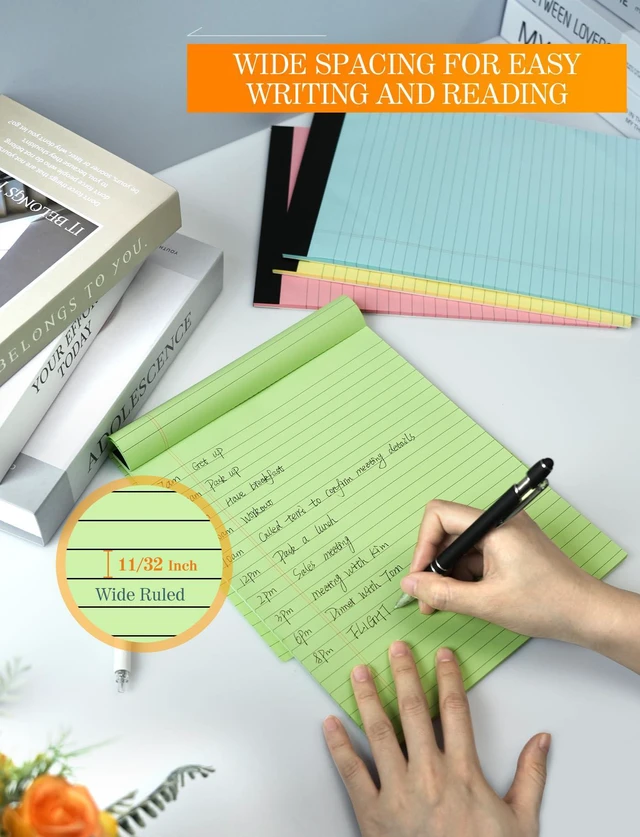 Alt view image 6 of 7 - Legal Pads 8.5 x 11 Colored Note Pads, 12 Pack Colored Paper Pads 8.5x11 Lined Paper, Pads of Paper Writing Pads, Wide Ruled Notebook Pad 8 1/2 x 11, Legal Notepads 8.5 x 11, 30 Sheets/Pad