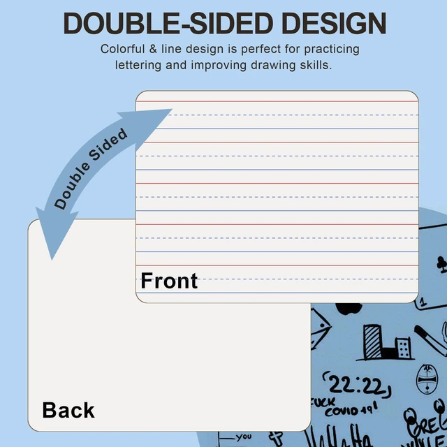 Alt view image 2 of 7 - 32 Pack Dry Erase Boards, 9"x12" Double Sided Easel Small Whiteboards with Lines for Kids, Education Teacher Classroom Bulk, Mini Portable Drawing Writing White Boards Lined Lapboards for Students