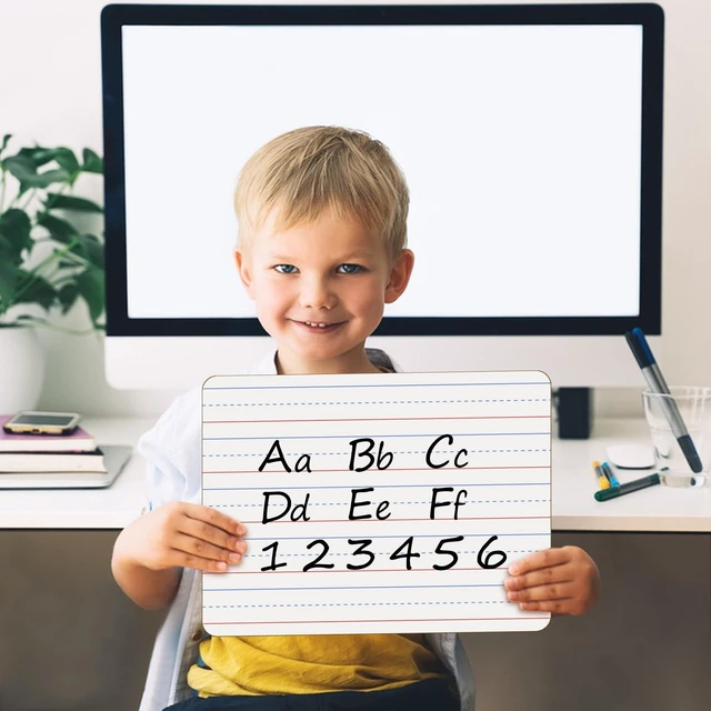 Alt view image 5 of 7 - 32 Pack Dry Erase Boards, 9"x12" Double Sided Easel Small Whiteboards with Lines for Kids, Education Teacher Classroom Bulk, Mini Portable Drawing Writing White Boards Lined Lapboards for Students