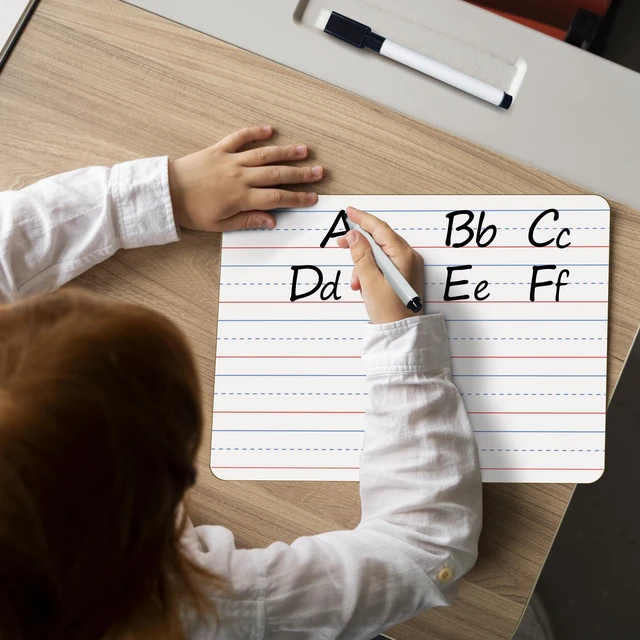 Alt view image 6 of 7 - 32 Pack Dry Erase Boards, 9"x12" Double Sided Easel Small Whiteboards with Lines for Kids, Education Teacher Classroom Bulk, Mini Portable Drawing Writing White Boards Lined Lapboards for Students