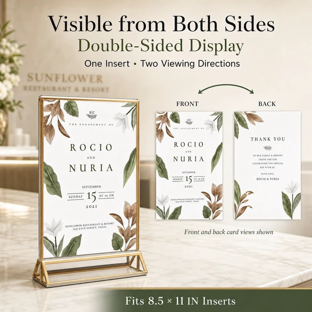 Alt view image 7 of 7 - 14 Pack Acrylic Sign Holder 8.5x11 Gold Frames, Wedding Table Number Holders Double Sided Vertical Clear Display Stand, Picture Holders for Tables, Menus, Flyers, Party and Office Decor