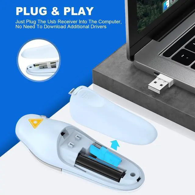 Alt view image 4 of 7 - Presentation Clicker Wireless Presenter Remote, Blue, A-C Clicker for PowerPoint Presentation Remote, PowerPoint Slide Advancer for Mac/Windows/Google Slide/Keynote