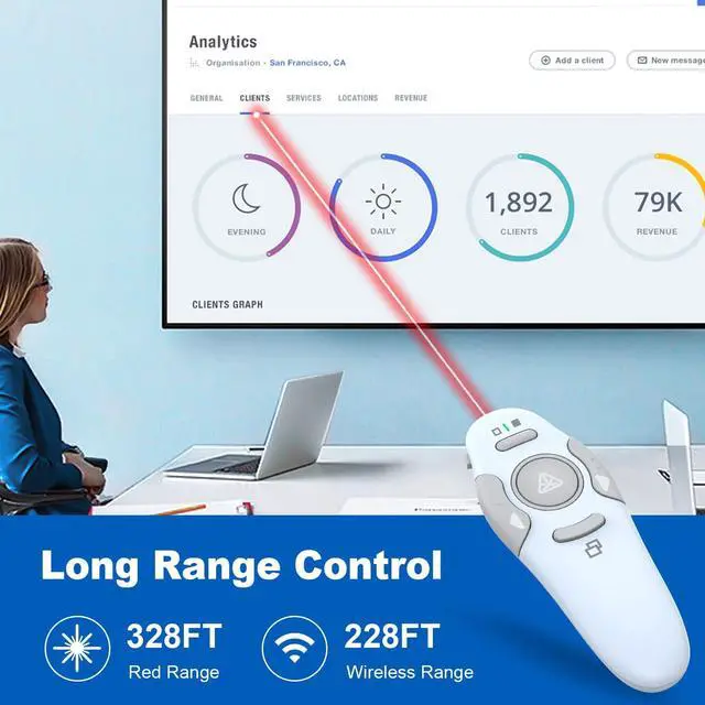 Alt view image 5 of 7 - Presentation Clicker Wireless Presenter Remote, Blue, A-C Clicker for PowerPoint Presentation Remote, PowerPoint Slide Advancer for Mac/Windows/Google Slide/Keynote