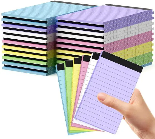 Main image of 48 Pack Colored Mini Notepad Small Note Pad 3 x 5 Server Notepads Memo Pad Server Note Pads Writing Pads Desk Notepads for Office Supplies,30 Sheet/Pad,Perforated Lined Note Pads for Study Work Home