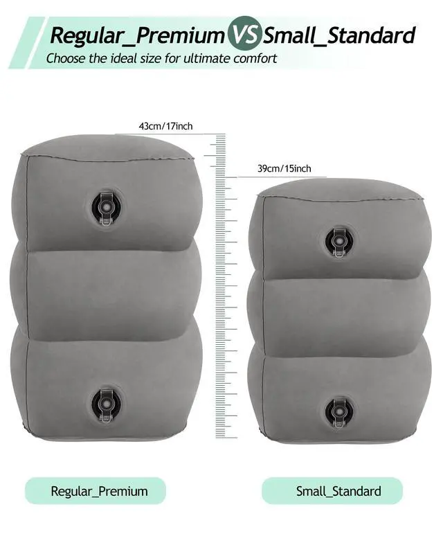 Alt view image 2 of 7 - Inflatable Foot Rest Pillow, Kids Airplane Bed, Adjustable Height Leg Rest Pillow, Airplane Travel Essentials Great for Airplane, Office, Home, Trains, Cars(Grey)