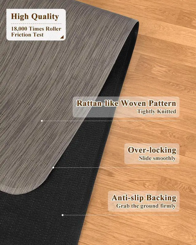 Alt view image 3 of 7 - Office Chair Mat for Hardwood Floor, 35.4" x 55" Non-Slip Desk Computer Chair Mat, PVC Floor Mat for Rolling Chair, Heavy Duty Wood/Tile Floor Protector Desk Rug for Home, Dark Brown