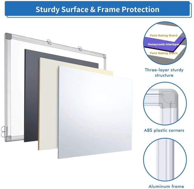 Alt view image 6 of 7 - Magnetic Dry Erase White Board 24" x 18" Aluminum Frame Small Writing Board, Wall-mounted or Hanging. Presentation Board with Pen Tray. Smooth Write. Ideal for Home, Office, Class