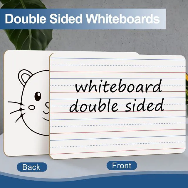 Alt view image 2 of 6 - Dry Erase Boards, 30 Pack 9 x 12 Inch Mini Portable Practice White Boards with 30 Markers, 30 Erasers, Double Sided Personal Small Whiteboards with Lines for Kids, Students, Teachers Classroom School