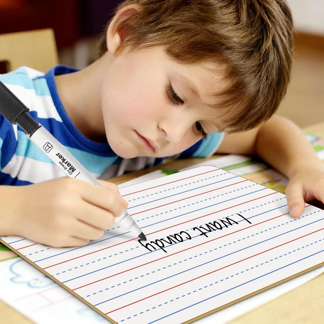 Alt view image 6 of 6 - Dry Erase Boards, 30 Pack 9 x 12 Inch Mini Portable Practice White Boards with 30 Markers, 30 Erasers, Double Sided Personal Small Whiteboards with Lines for Kids, Students, Teachers Classroom School