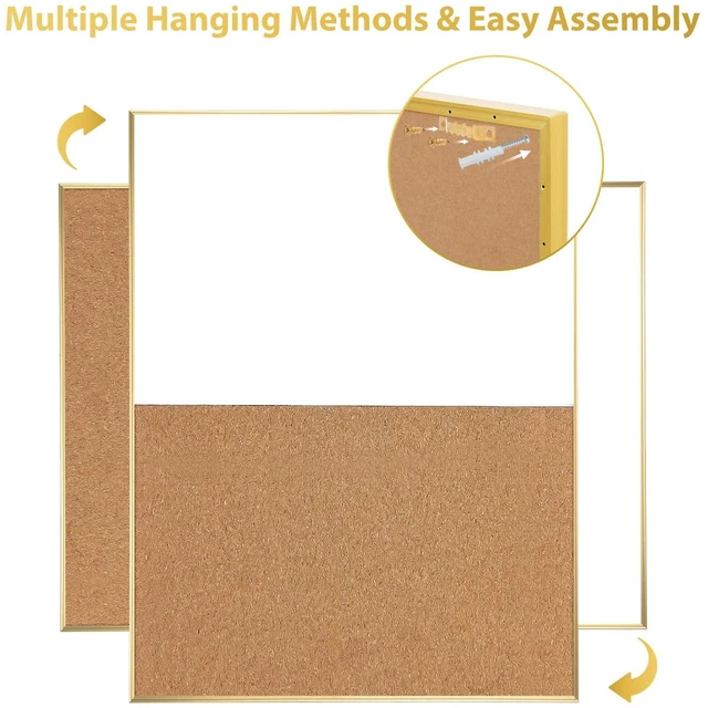 Alt view image 3 of 7 - Cork Board White Board Combo 11.6"x15.7" Bulletin Board, Magnetic Dry Erase Board & Corkboard for Wall, Vision Board for Home, Office, School, Gold Frame