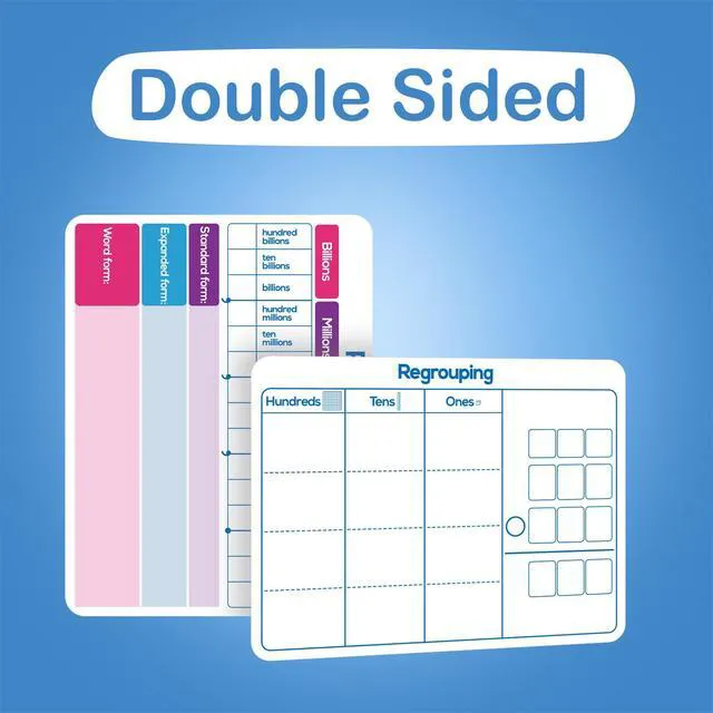 Alt view image 4 of 7 - 12 Pack Place Value Dry Erase Board Card,12" x 9"Regrouping Base Ten Small Whiteboard Math Manipulatives Addition Subtraction Game for Student Classroom Must Have Homeschool Teacher Supplies