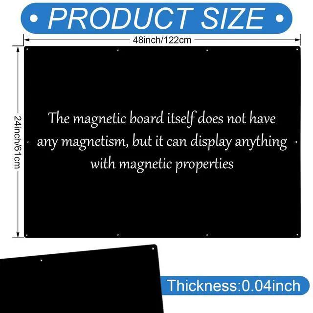 Alt view image 2 of 6 - Magnetic Board Steel, Display Magnetic, Black, 24 x 48 Inch Magnet Bulletin Boards for Walls Notes Photos for Home, Office, Classroom, Pre Drilled with Screws and Dry Wet Erase Feature
