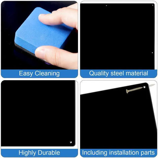 Alt view image 3 of 6 - Magnetic Board Steel, Display Magnetic, Black, 24 x 48 Inch Magnet Bulletin Boards for Walls Notes Photos for Home, Office, Classroom, Pre Drilled with Screws and Dry Wet Erase Feature