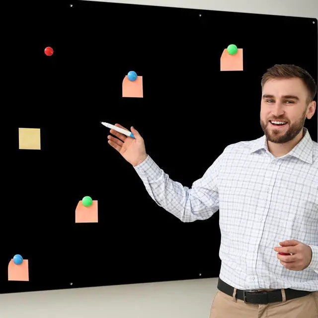 Alt view image 4 of 6 - Magnetic Board Steel, Display Magnetic, Black, 24 x 48 Inch Magnet Bulletin Boards for Walls Notes Photos for Home, Office, Classroom, Pre Drilled with Screws and Dry Wet Erase Feature