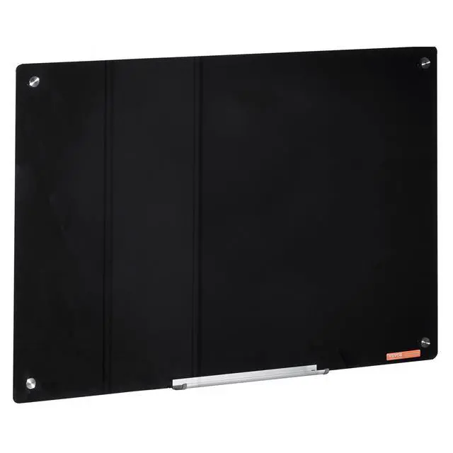 Alt view image 4 of 7 - Magnetic Glass Whiteboard, Dry Erase Board 36"x24", Wall-Mounted Large White Glassboard Frameless, with Marker Tray, an Eraser and 2 Markers, Black