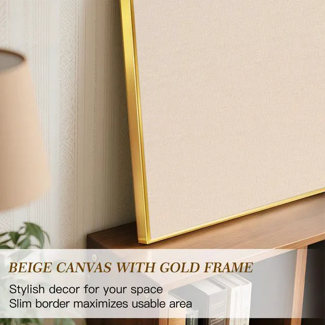 Alt view image 4 of 7 - Linen Bulletin Board, 24"x18" Decorative Fabric Pin Board Vision Board Gold Aluminum Frame, Upgraded Beige Canvas Surface, Wall Mounted, for Home Office Bedroom Dorm Wall Decor