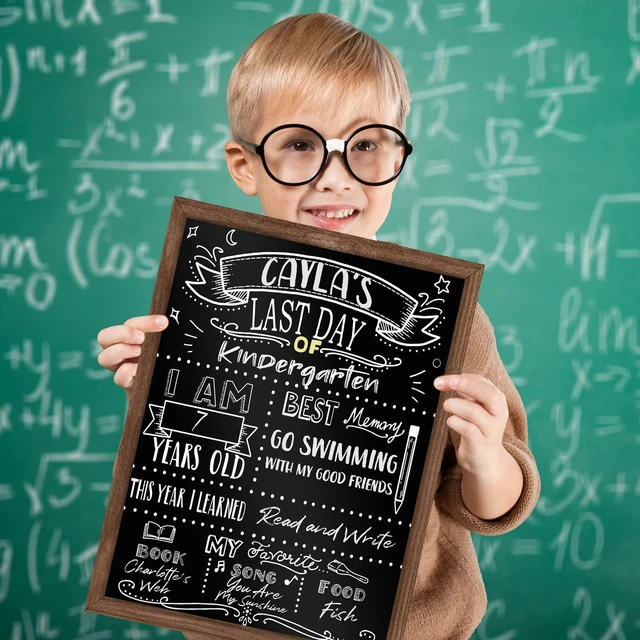 Alt view image 2 of 7 - First and Last Day of School Board, 11x14 Inch Double Sided Back to School Sign for Kids, My 1st Day of Chalkboard Sign, Wooden 1st Day Boards of Preschool Kindergarten