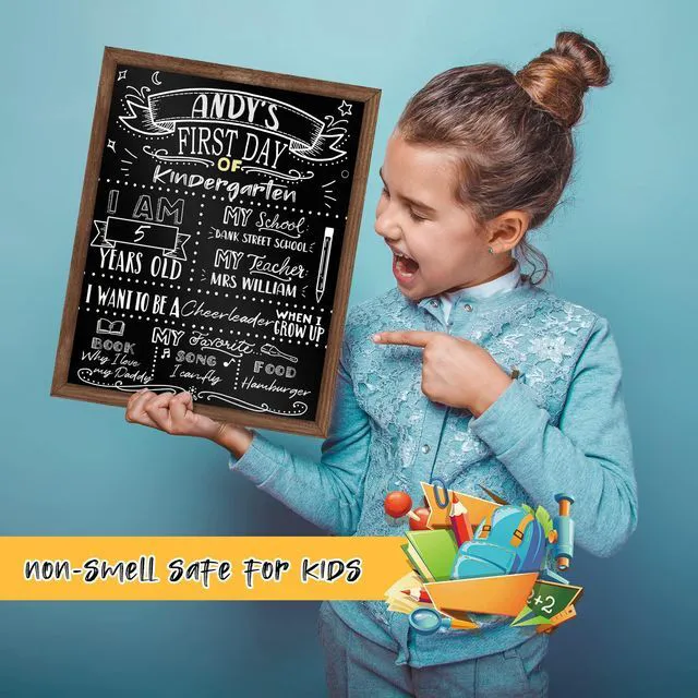 Alt view image 5 of 7 - First and Last Day of School Board, 11x14 Inch Double Sided Back to School Sign for Kids, My 1st Day of Chalkboard Sign, Wooden 1st Day Boards of Preschool Kindergarten