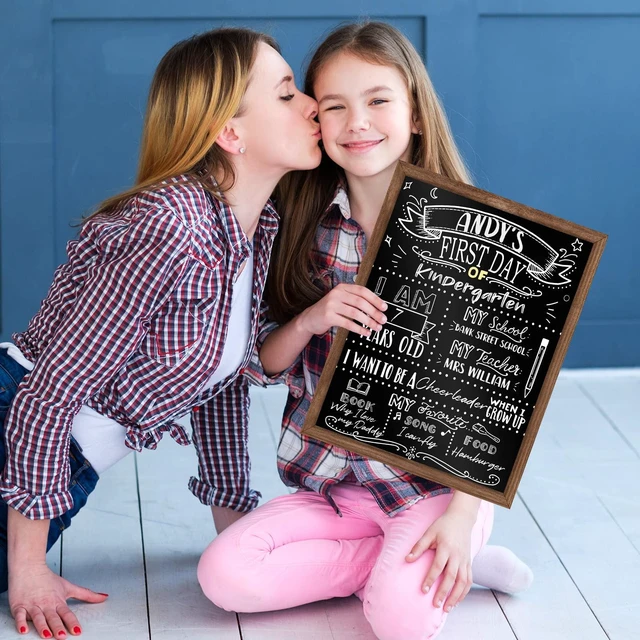 Alt view image 6 of 7 - First and Last Day of School Board, 11x14 Inch Double Sided Back to School Sign for Kids, My 1st Day of Chalkboard Sign, Wooden 1st Day Boards of Preschool Kindergarten