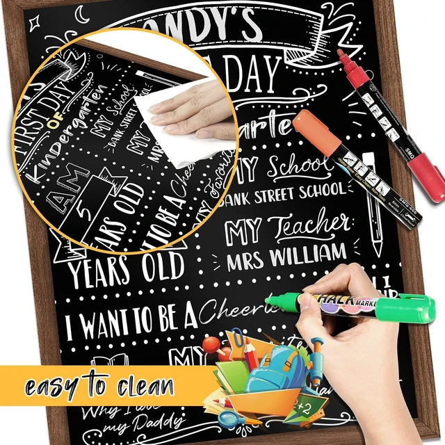 Alt view image 7 of 7 - First and Last Day of School Board, 11x14 Inch Double Sided Back to School Sign for Kids, My 1st Day of Chalkboard Sign, Wooden 1st Day Boards of Preschool Kindergarten